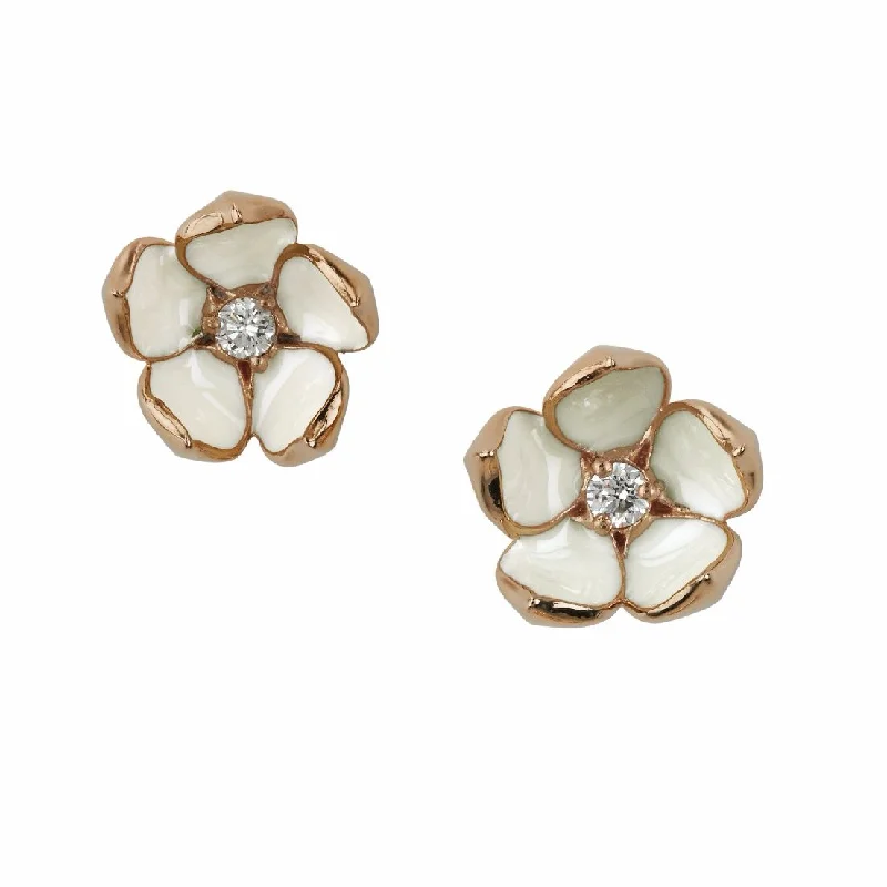 Best hoop earrings with snake-inspired designs for an edgy and fierce vibe-Cherry Blossom Large Flower Earrings - Rose Gold Vermeil & Diamond