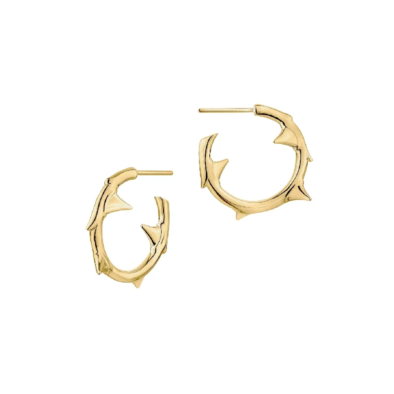 Best hoop earrings with sparkling cubic zirconia for a brilliant, budget-friendly effect-Rose Thorn Small Hoop Earrings - Yellow Gold Vermeil