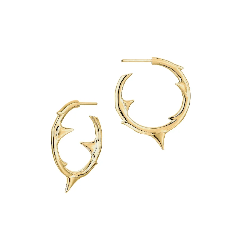 Best hoop earrings with minimal embellishments for a sleek and modern look-Rose Thorn Medium Hoop Earrings - Yellow Gold Vermeil