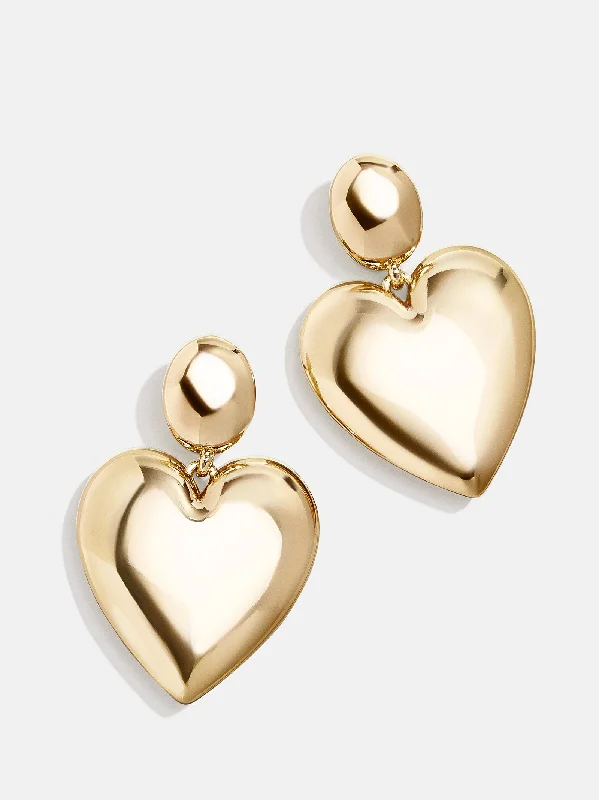 Best hoop earrings with matching bracelets for a coordinated jewelry set-Sheri Earrings - Smooth Gold Heart