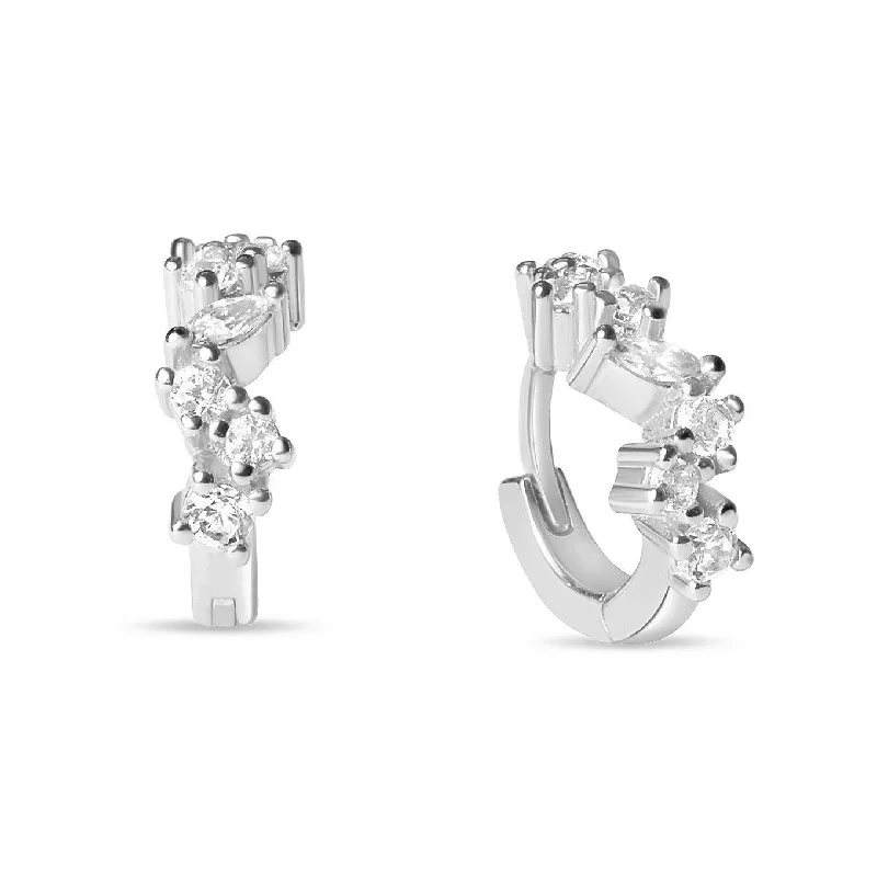 Best hoop earrings with butterfly motifs for a playful and whimsical appearance-Shimmer Cluster Hoops