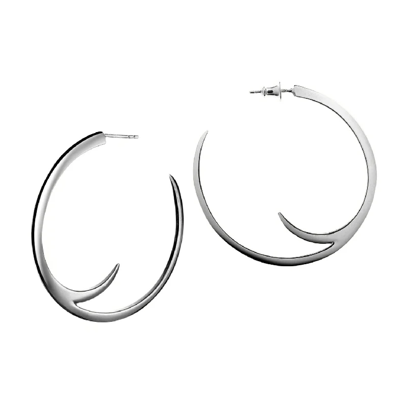 Best hoop earrings with crescent-shaped designs for a bold, moon-inspired style-Talon Cat Claw Large Hoop Earrings - Silver