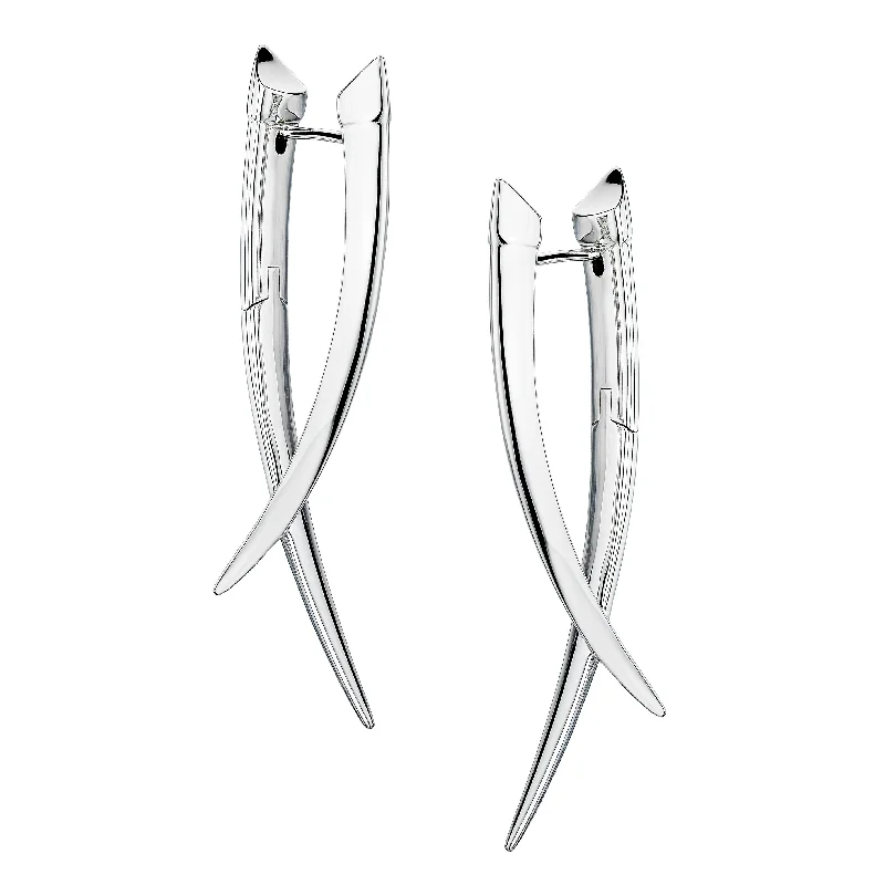 Best hoop earrings with geometric shapes for a modern and artistic appeal-Sabre Crossover Earrings - Silver