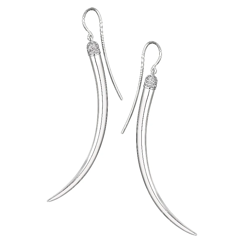 Hoop earrings with diamond-cut surfaces for added sparkle and shine-No.1 Large Earrings - Silver & Diamond Pavé