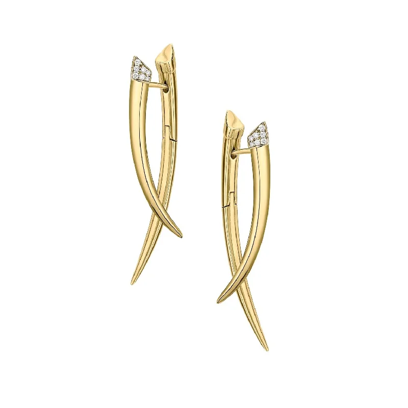 Hoop earrings with snake print designs for an edgy, wild appearance-Sabre Crossover Earrings - Yellow Gold Vermeil & Diamond Pavé