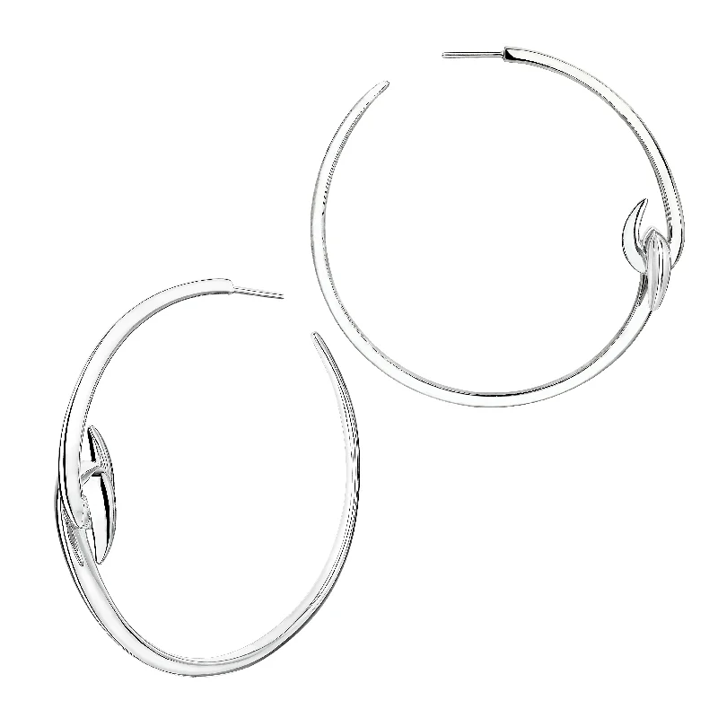 Best hoop earrings with blackened metal for an edgy and bold appearance-Hook Large Hoop Earrings - Silver