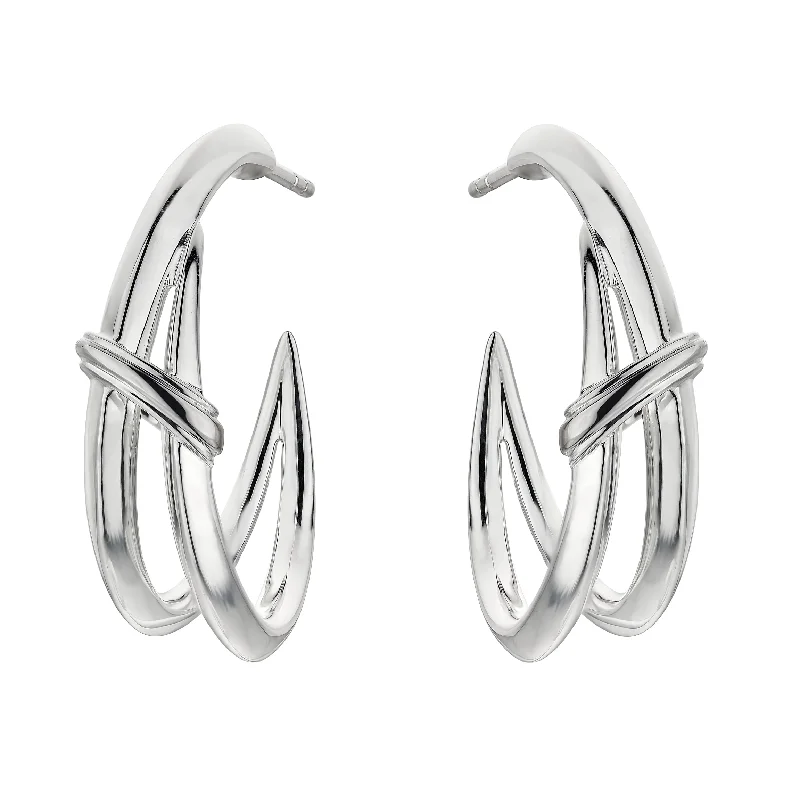 Large hoop earrings for a bold and statement-making fashion accessory-Sabre Deco Twist Hoop Earrings - Silver