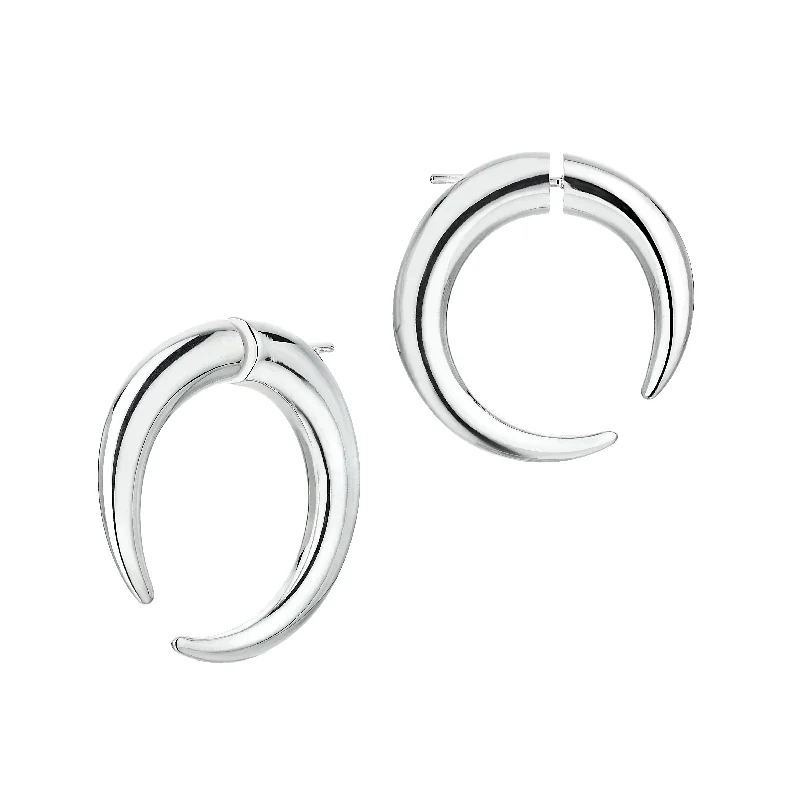 Hoop earrings with intricate designs for a unique and artistic appearance-Talon Large Hoop Earrings - Silver