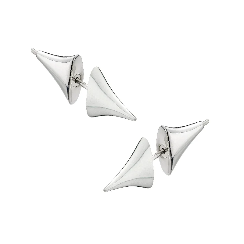 Best hoop earrings with blackened metal for an edgy and bold appearance-Rose Thorn Bar Earrings - Silver