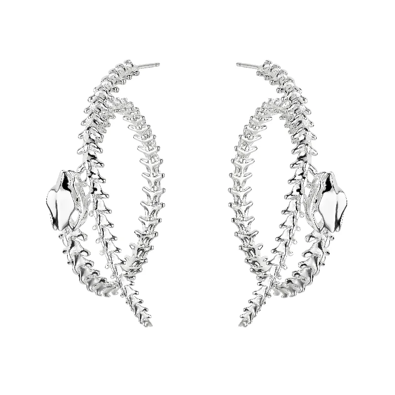 Best hoop earrings with crescent-shaped designs for a bold, moon-inspired style-Serpent's Trace Hoop Earrings - Silver