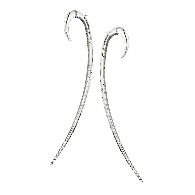 Best hoop earrings with satin ribbons for a soft, feminine appearance-Hook Size 4 Earrings - Silver