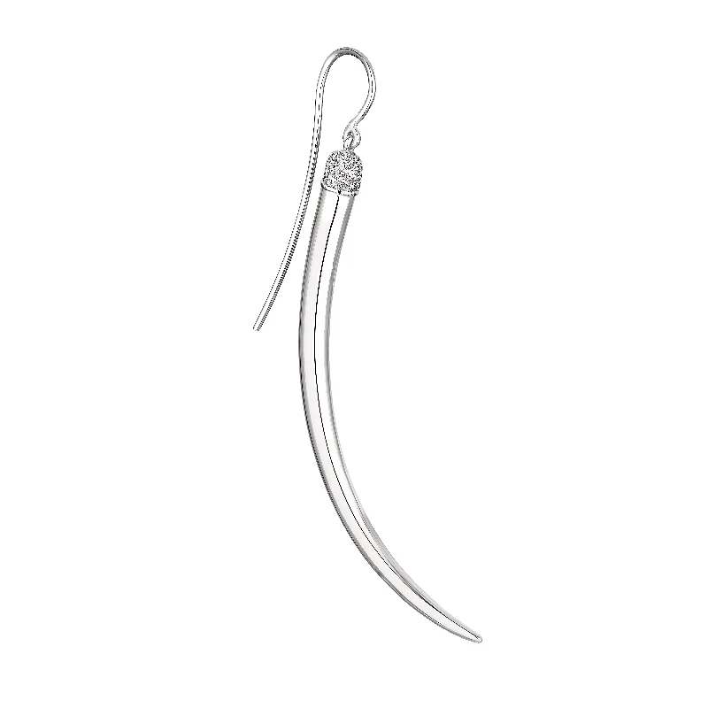 Best hoop earrings with matte finish for a sophisticated, understated design-No.1 Single Large Earring - Silver & Diamond Pavé