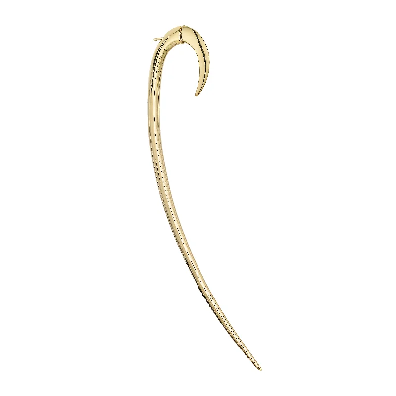 Hoop earrings with cut-out designs for a creative and lightweight effect-Hook Single Size 4 Earring - Yellow Gold Vermeil