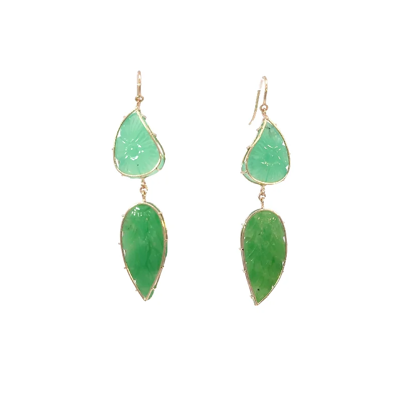 Best hoop earrings with floral designs for a feminine and delicate look-Small and Large Chrysoprase Elizabeth Stone Earrings