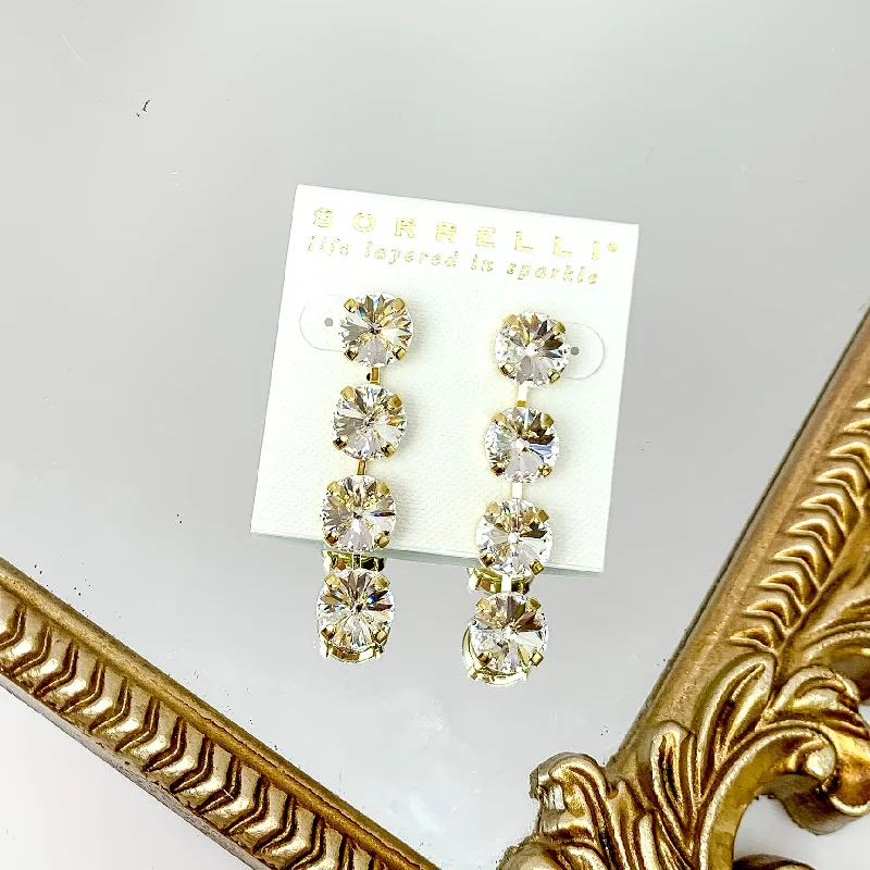 Hoop earrings with faceted crystals for added sparkle and shine-Sorrelli | Mara Statement Earrings in Bright Gold Tone with Clear Crystals