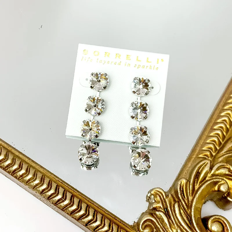 Best hoop earrings with satin ribbons for a soft, feminine appearance-Sorrelli | Mara Statement Earrings in Palladium Silver Tone with Clear Crystals