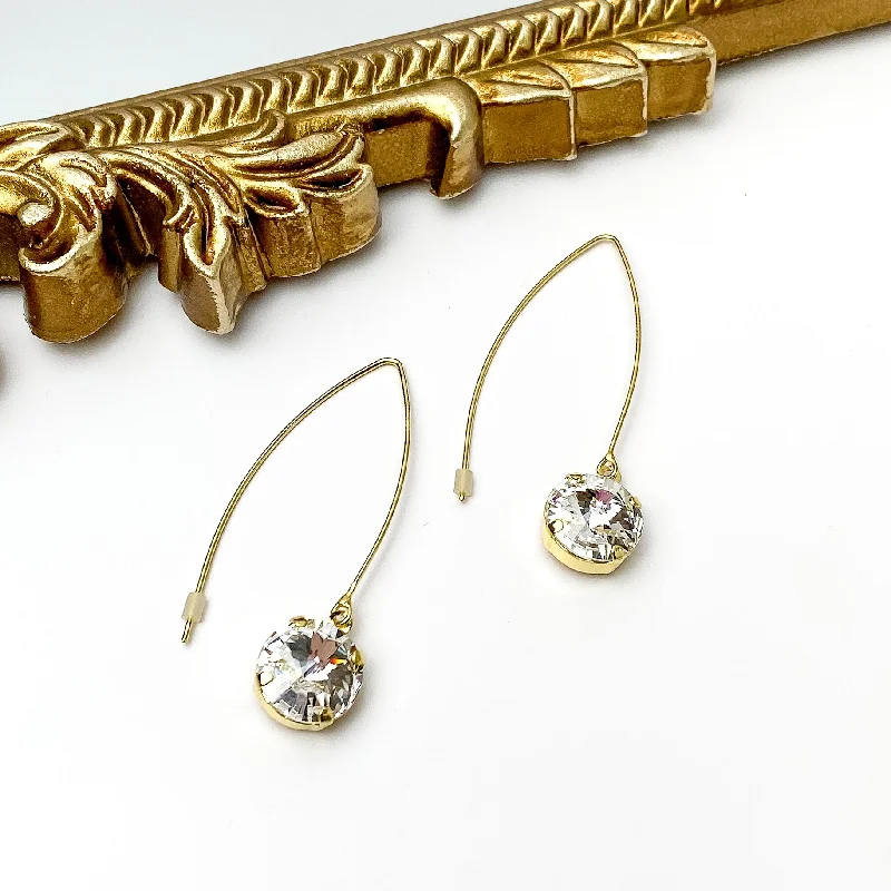 Best hoop earrings with sterling silver for an affordable and chic design-Sorrelli | Nadine Dangle Earrings in Bright Gold Tone with Round Clear Crystals