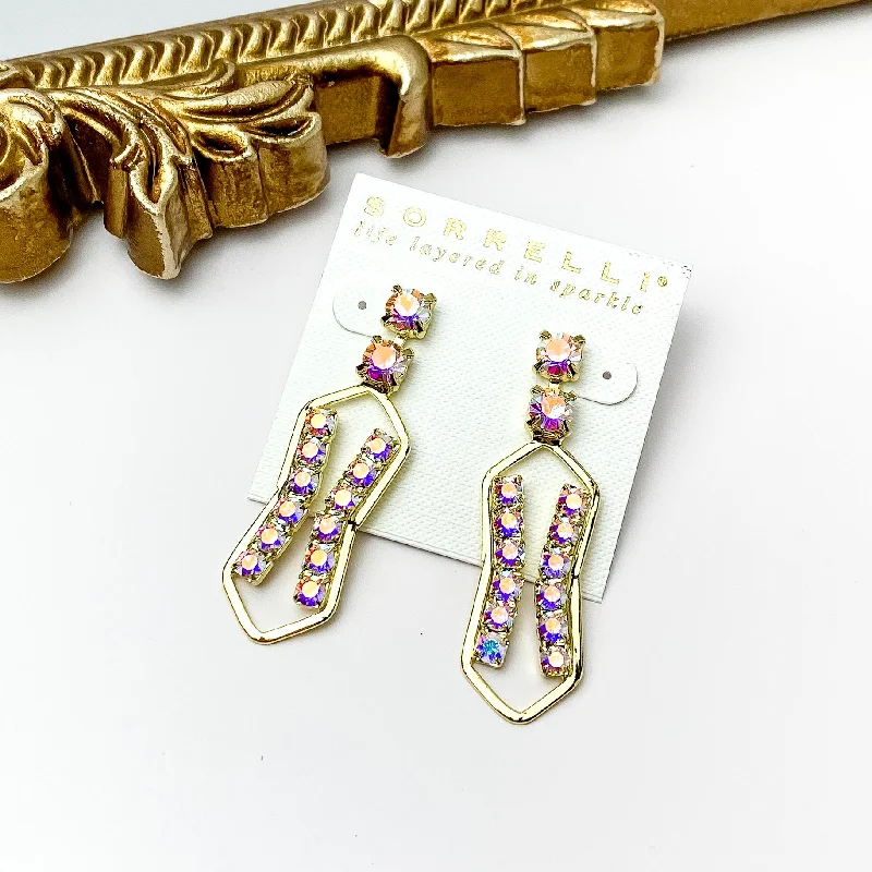 Best hoop earrings with intricate beaded details for a textured, stylish appearance-Sorrelli | Roslyn Embellished Dangle Earrings in Bright Gold Tone with Aurora Borealis Crystal