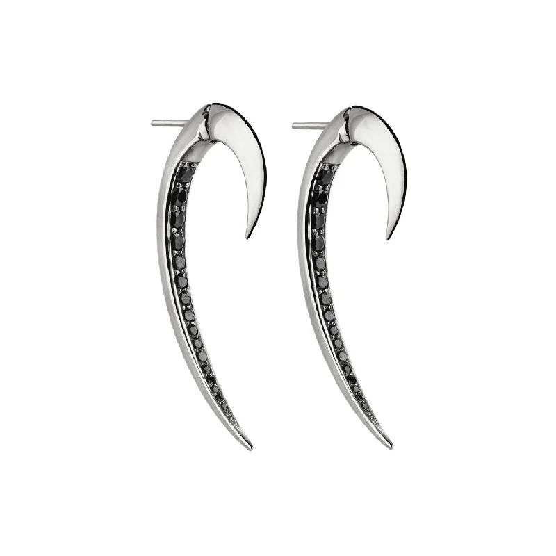 Best hoop earrings with angel wing accents for a spiritual and meaningful design-Hook Size 1 Earrings - Silver & Black Spinel