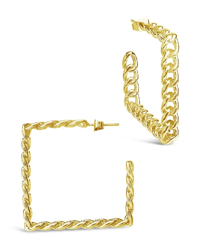 Best hoop earrings with angel wing accents for a spiritual and meaningful design-Square Cuban Link Hoops