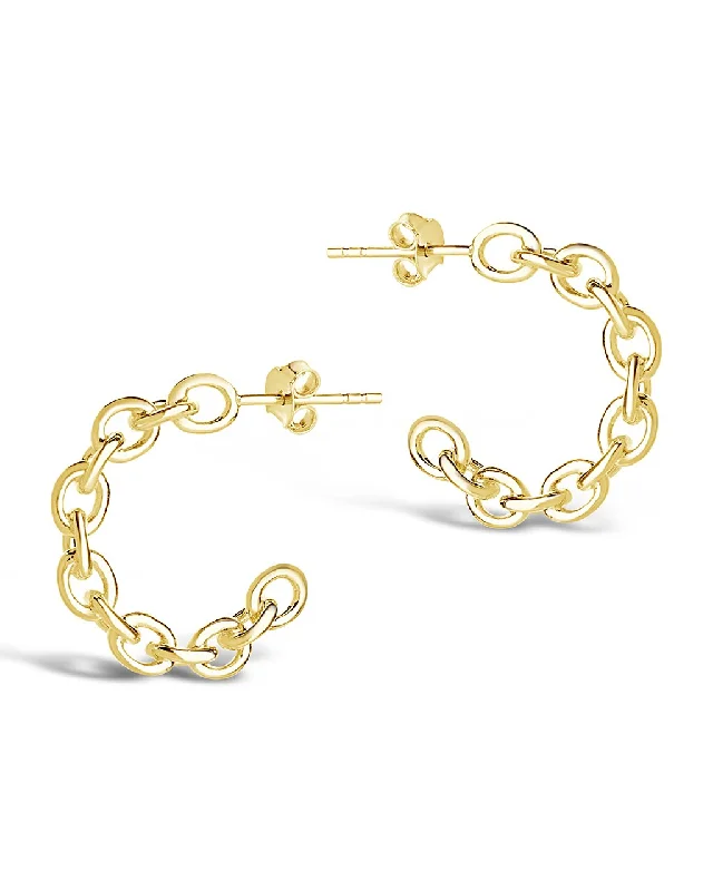 Best hoop earrings with minimal embellishments for a sleek and modern look-Sterling Silver Delicate Chain Hoops