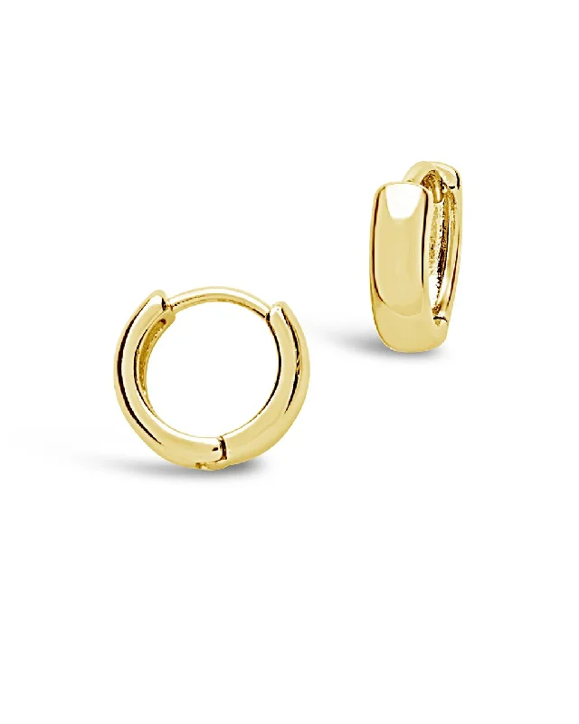 Best hoop earrings with geometric hexagon shapes for a modern, angular look-Sterling Silver Micro Huggie Hoop Earrings