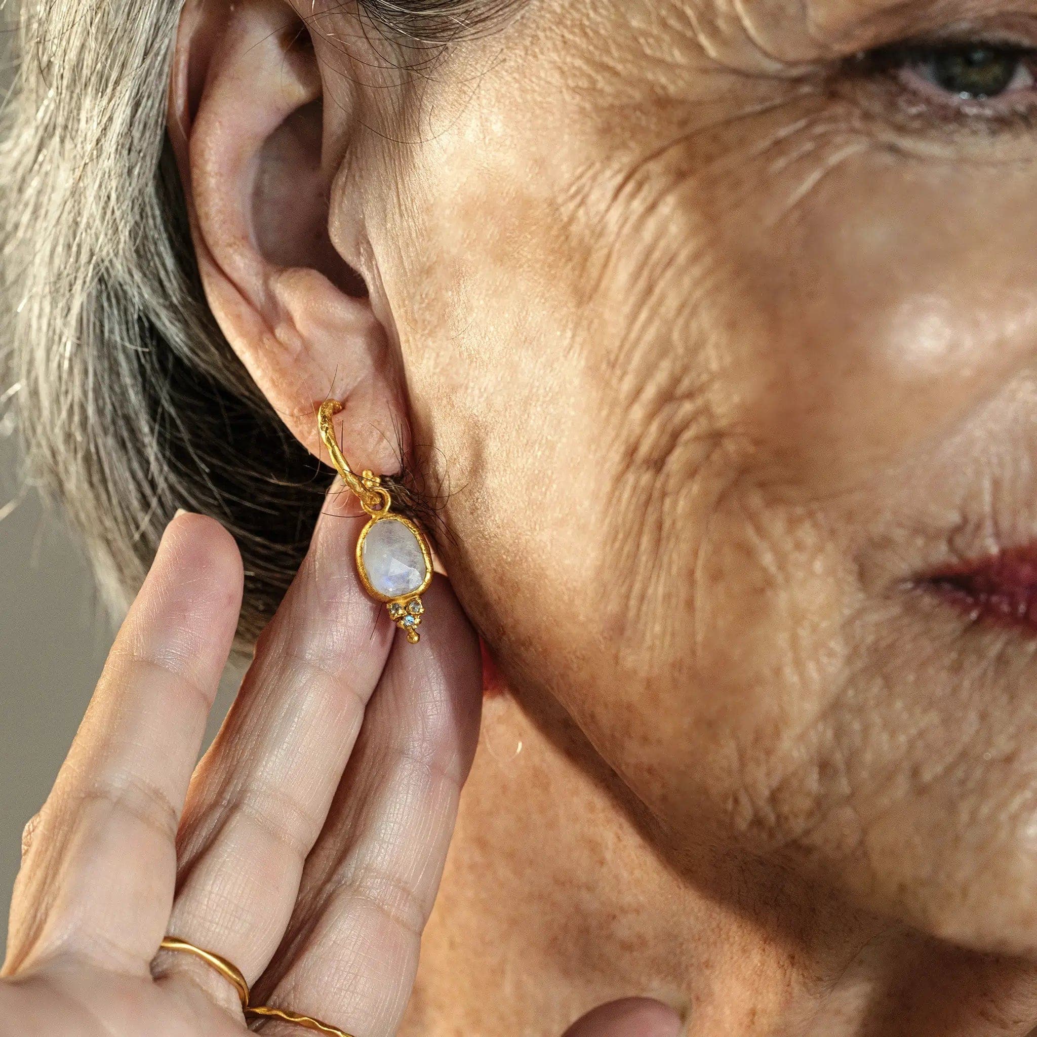 Hoop earrings with floral motifs for a feminine and nature-inspired look-Tales From Within • Hoop Earrings