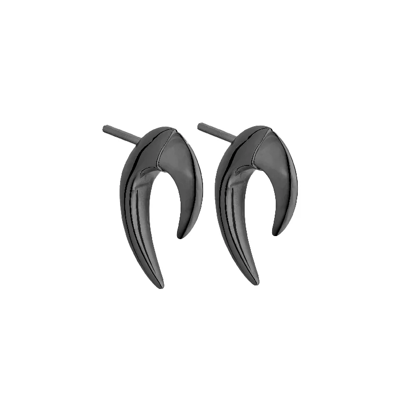 Hoop earrings with leather accents for a sleek and bold combination-Talon Mini Earrings - Silver Black Rhodium