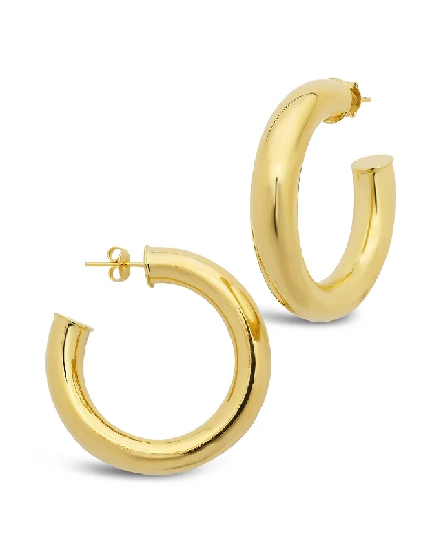 Hoop earrings with twisted metal designs for a dynamic and modern style-Thick Hollow Hoops