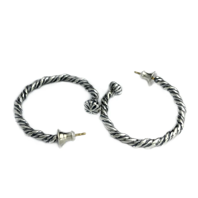 Best hoop earrings with vintage rhinestone embellishments for a retro-glam effect-Twisted Wire Hoop Earrings Thin