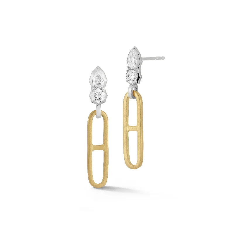 Hoop earrings with removable pendants for a versatile and customizable accessory-Poppy Two-Tone Chain Drops