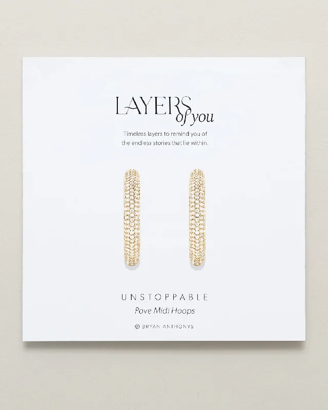 Hoop earrings with textured gold for a refined and sophisticated aesthetic-Unstoppable Pave Midi Hoop Earrings