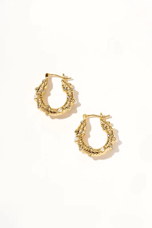 Best hoop earrings with delicate chain details for a trendy and stylish design-Vyrenia 18k Gold with Pearls Earrings