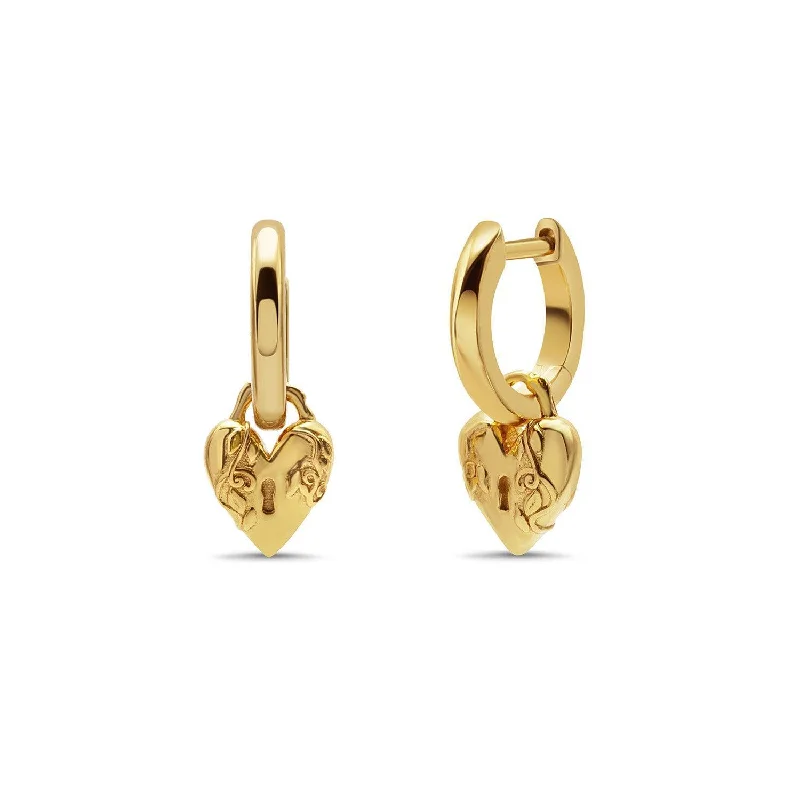 Best hoop earrings with enamel details for a colorful and modern look-Wanderlust Lover Keylock Charm Huggies