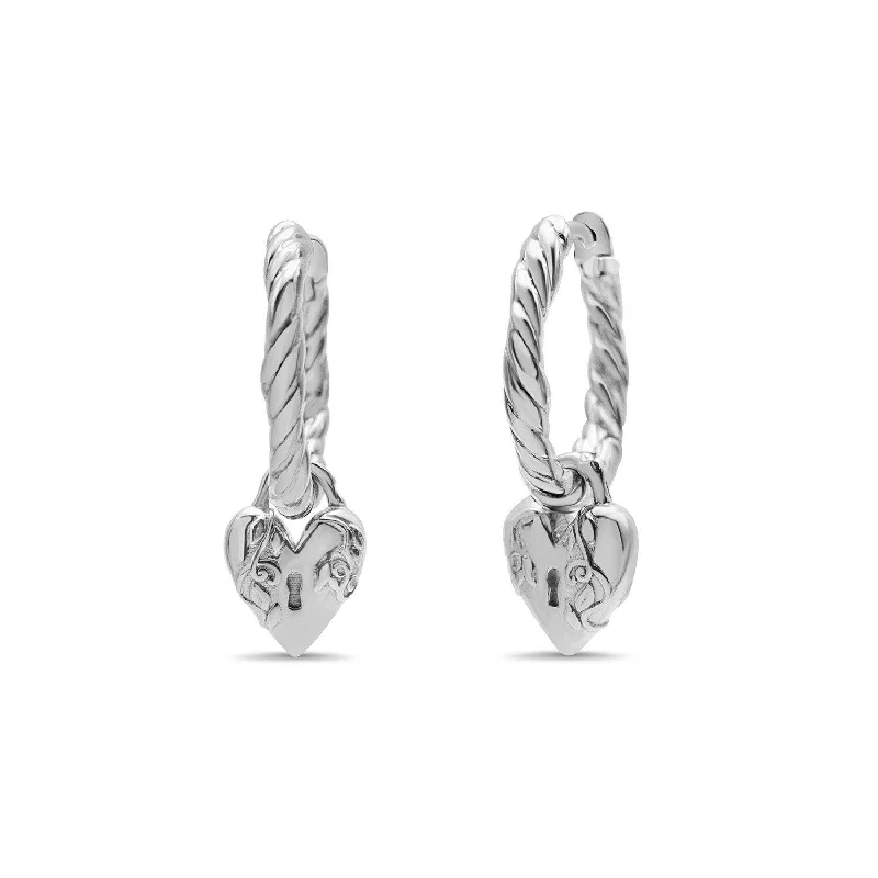 Hoop earrings with hearts for a sweet and romantic gesture-Wanderlust Lover Keylock Charm Huggies