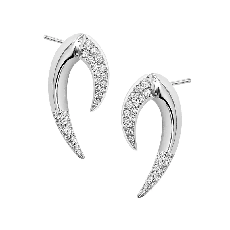 Hoop earrings with crescent moon shapes for a celestial and mystical appearance-Talon Fine Large Earrings - 18ct White Gold & Diamond