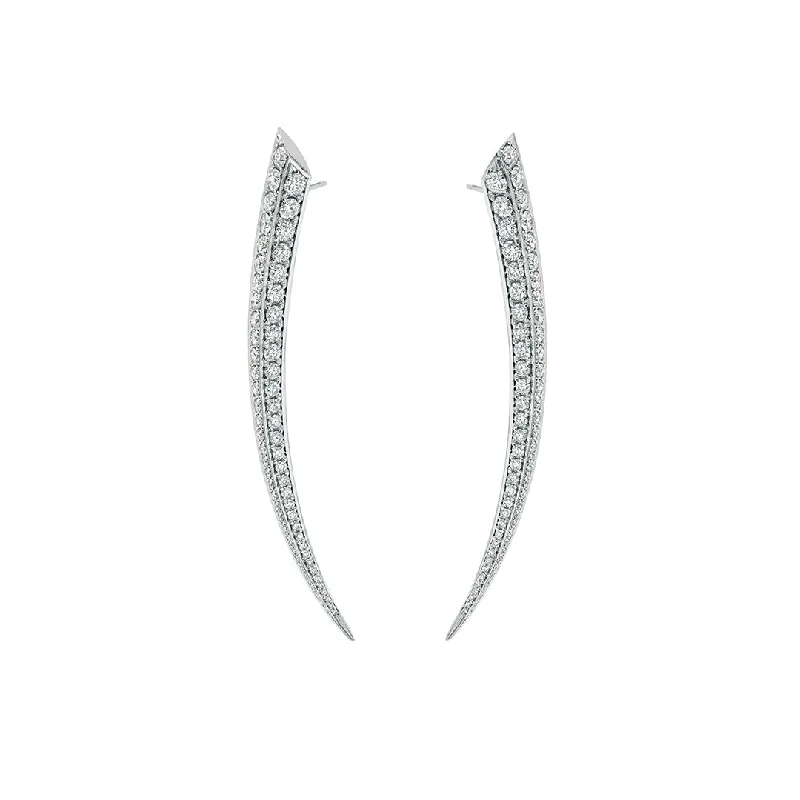 Hoop earrings with infinity loop designs for a continuous and eternal shape-Sabre Fine Medium Earrings - 18ct White Gold & Diamond