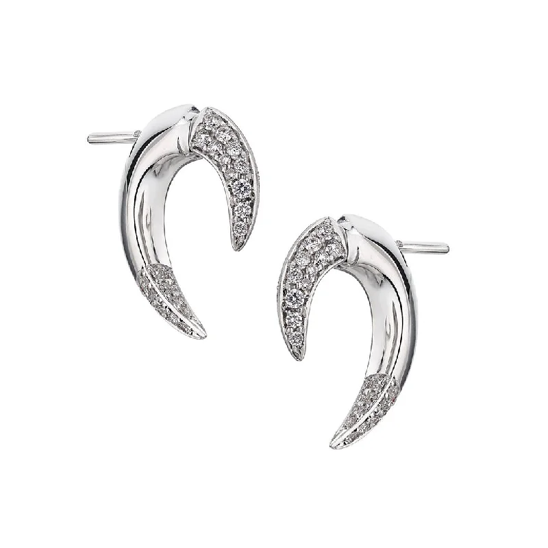 Hoop earrings with leather accents for a sleek and bold combination-Talon Fine Earrings - 18ct White Gold & Diamond