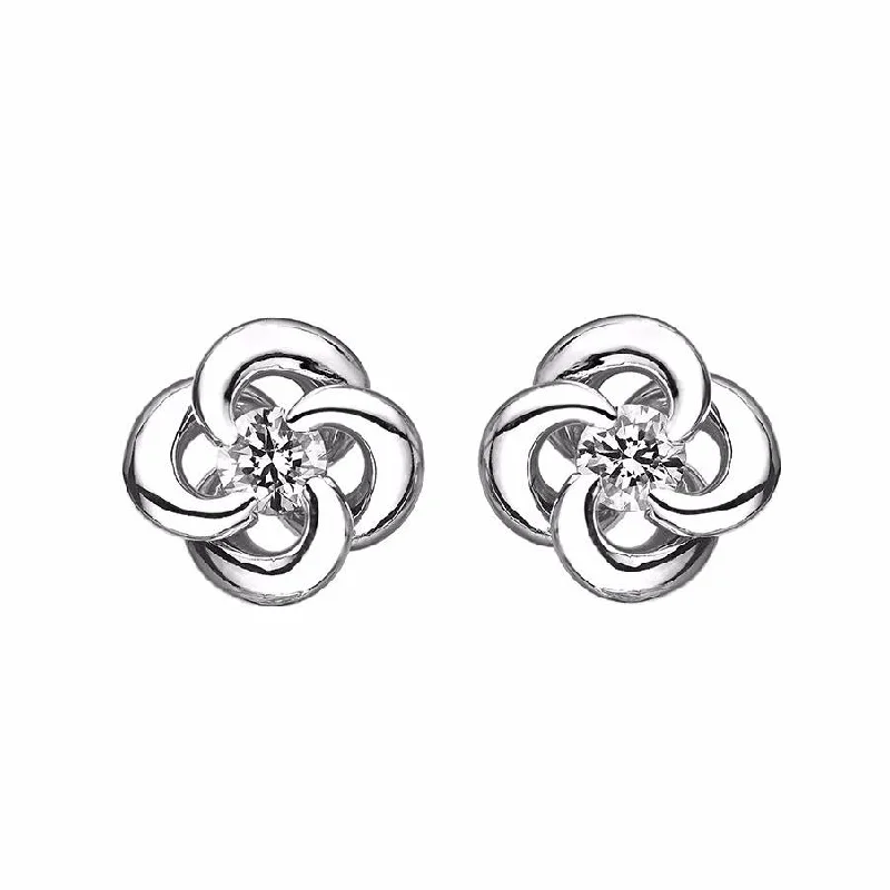 Hoop earrings with satin finishes for a smooth and elegant appearance-Entwined Petal Flower Earrings - 18ct White Gold