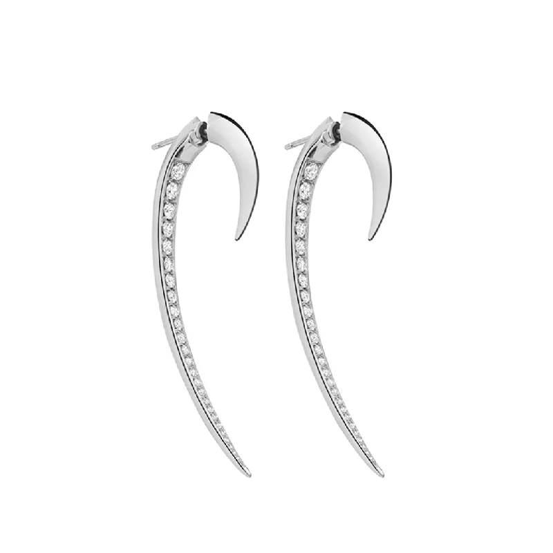 Best hoop earrings with stacked layers for a dimensional and bold look-Hook Fine Large Earrings - 18ct White Gold & Diamond