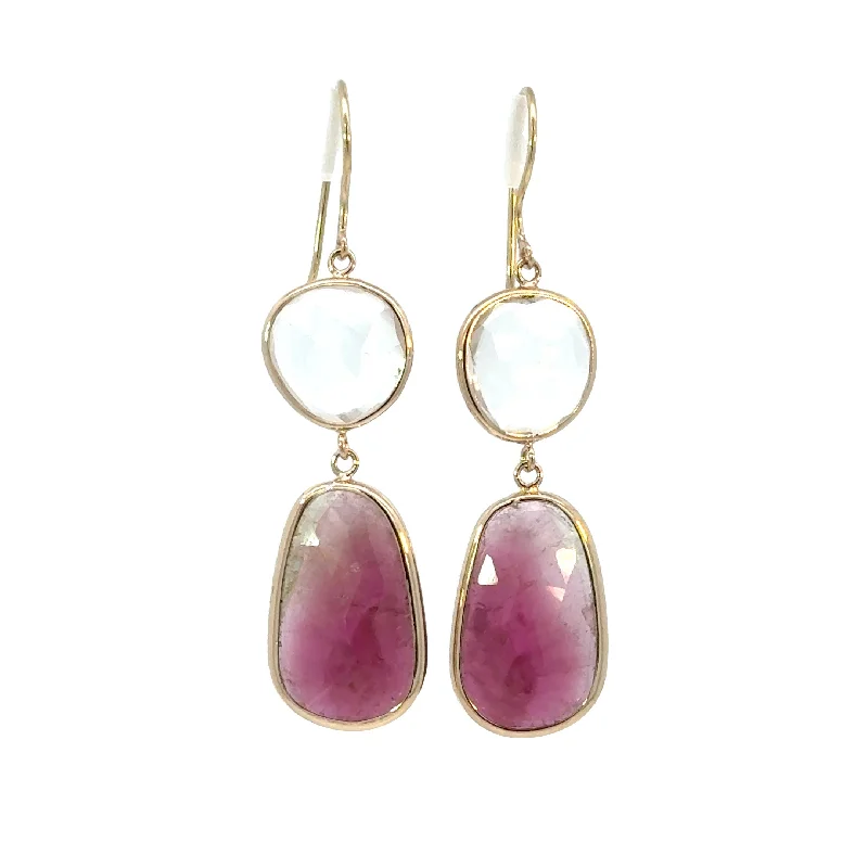 Best hoop earrings with lever-back closures for secure and easy wear-White Topaz and Pink Tourmaline Elizabeth Stone Earrings