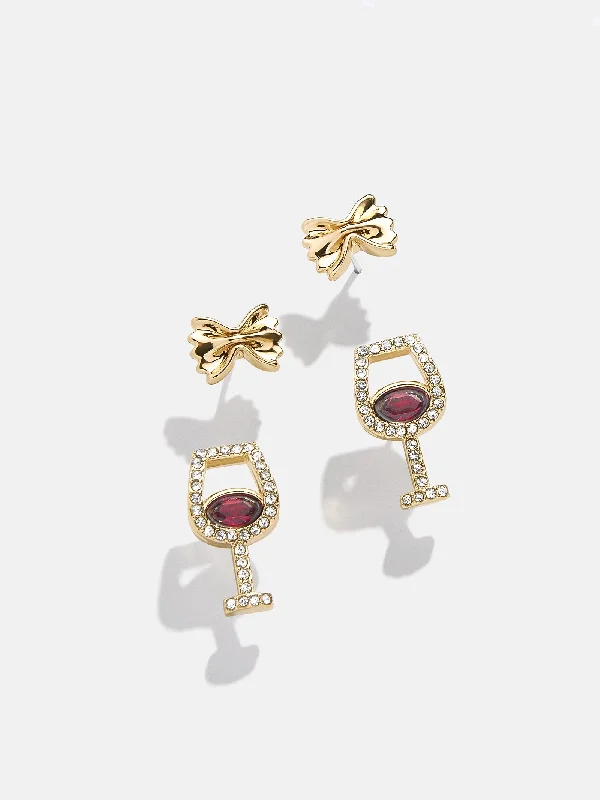 Best hoop earrings with gold-plated finishes for an affordable luxury vibe-Endless Pastabilities Earring Set - Red Wine Earring Set