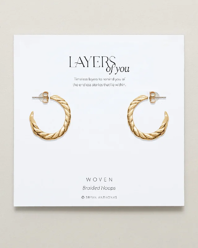 Hoop earrings with oversized pearl accents for a statement-making look-Woven Braided Hoop Earrings