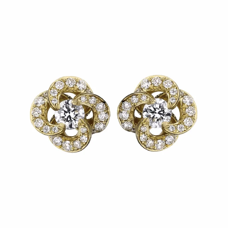 Best hoop earrings with textured silver for a rustic and organic finish-Entwined Petal Flower Earrings - 18ct Yellow Gold & 0.10ct Diamond