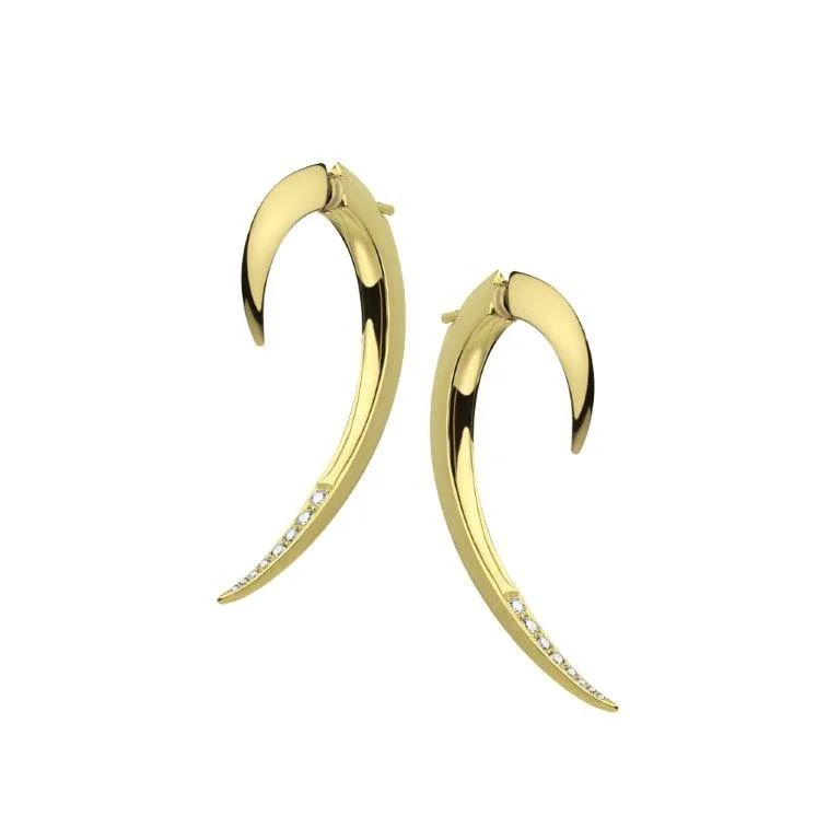 Hoop earrings with satin finishes for a smooth and elegant appearance-Hook Earrings - Yellow Gold Vermeil & Diamond