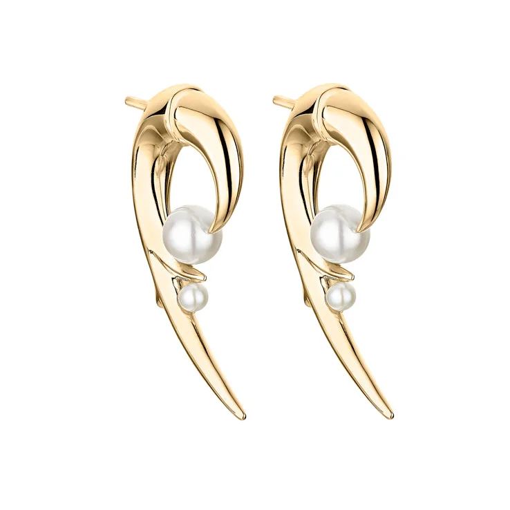 Best hoop earrings with intricate beaded details for a textured, stylish appearance-Hooked Pearl Earrings - Yellow Gold Vermeil