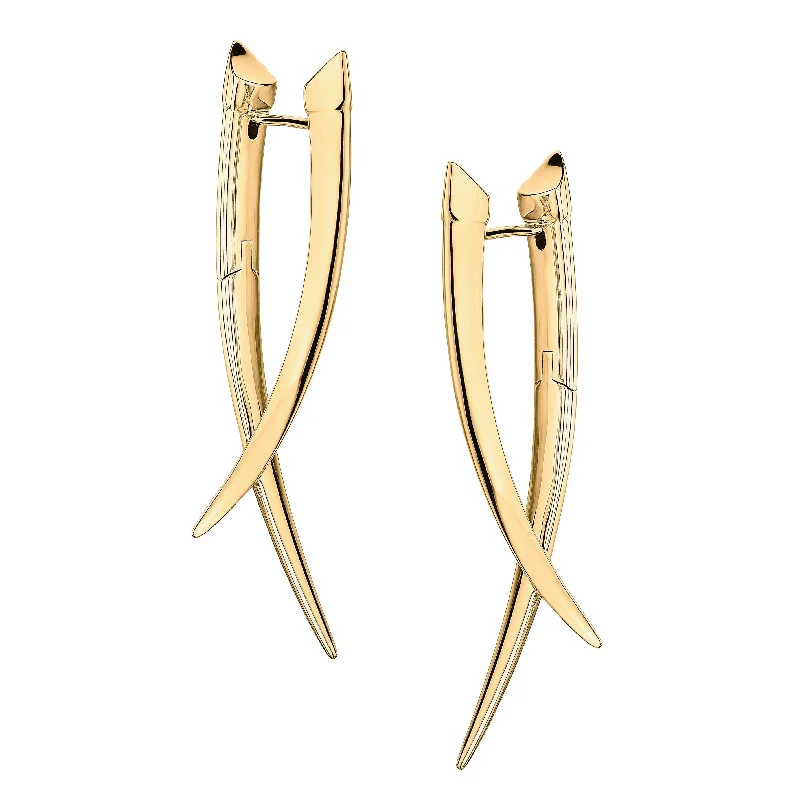 Hoop earrings with floral motifs for a feminine and nature-inspired look-Sabre Crossover Earrings - Yellow Gold Vermeil