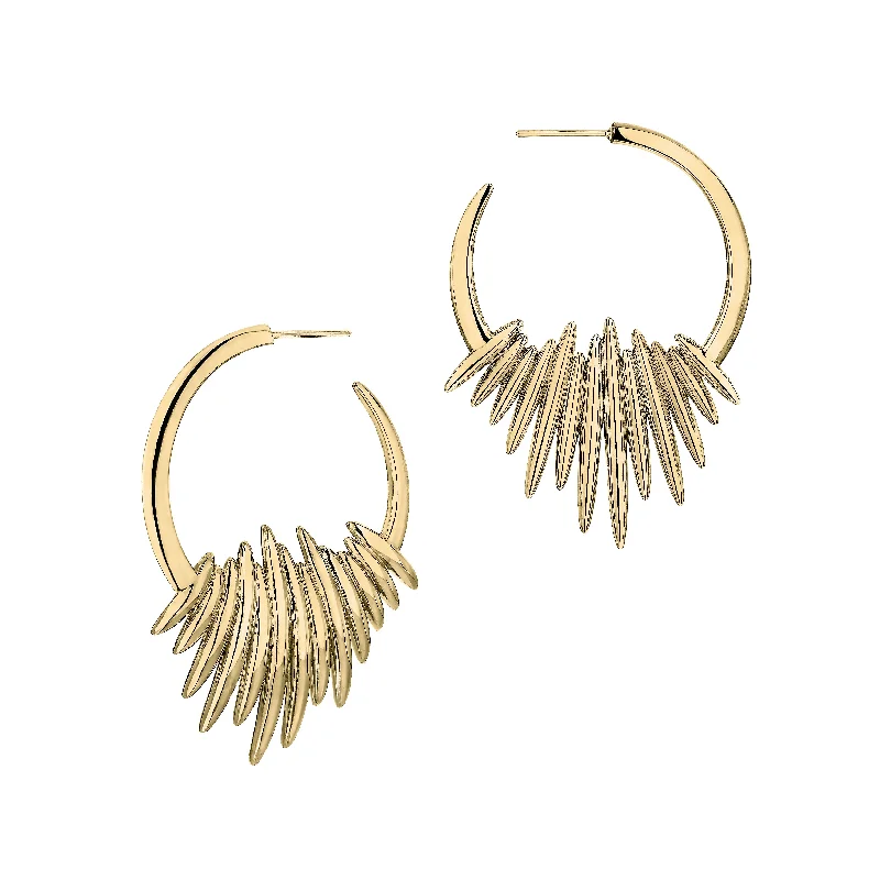 Best hoop earrings with custom designs for a personalized, unique accessory-Quill Hoop Earrings - Yellow Gold Vermeil