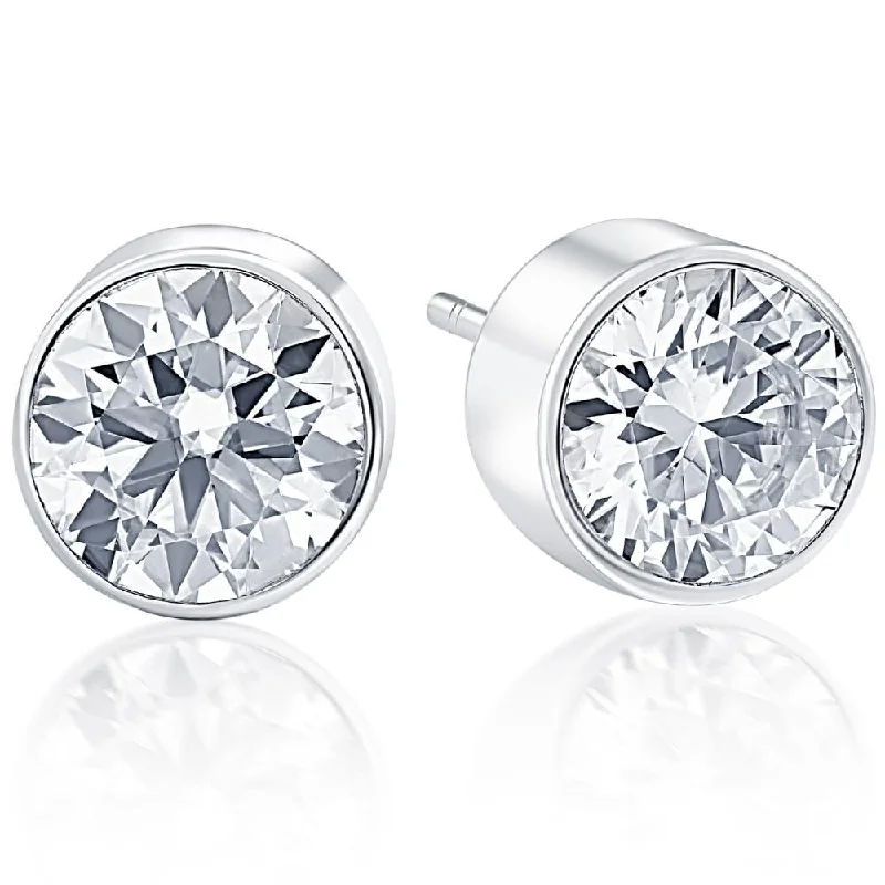 Clip On Stud Earrings for Non Pierced -1.00Ct Round Brilliant Cut Natural Diamond Stud Earrings in Gold Round Bezel Setting