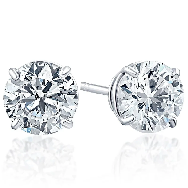 Stud Earrings for Formal Attire -1.00Ct Round Brilliant Cut Natural Quality SI1-SI2 Diamond Stud Earrings in Gold Basket Setting